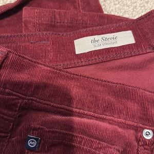 AG Stevie Slim Straight Burgundy Corduroy Pants Size 30R